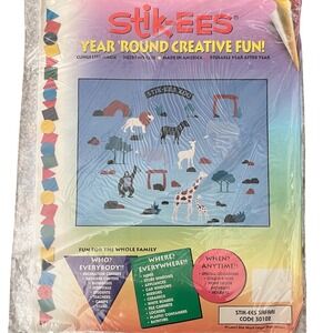 Vtg Stik-ees Window Clings 90s Teacher School Safari animals giraffe zebra lion‎